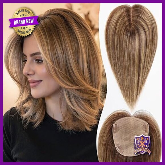 Large Coverage Human Hair Topper for Thin Hair, No Bangs, 5x5.5 Inch main image 5